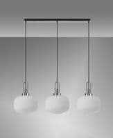 Barcelona Linear 3 Light Pendant E27, With 30cm Pumpkin Shaped Ribbed Opal Glass - Multiple Colour