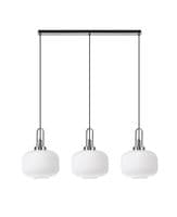 Barcelona Linear 3 Light Pendant E27, With 30cm Pumpkin Shaped Ribbed Opal Glass - Multiple Colour