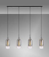 Barcelona Linear 4 Light Pendant E27 With 16cm Cylinder Glass - Multiple Colour