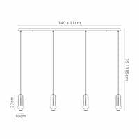 Barcelona Linear 4 Light Pendant E27 With 16cm Cylinder Glass - Multiple Colour