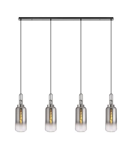 Barcelona Linear 4 Light Pendant E27 With 16cm Cylinder Glass - Multiple Colour
