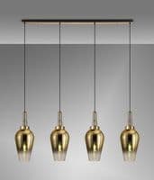 Barcelona Linear 4 Light Pendant E27 With 23cm Pear Glass - Multiple Colour