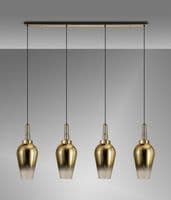 Barcelona Linear 4 Light Pendant E27 With 23cm Pear Glass - Multiple Colour