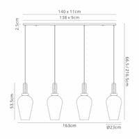 Barcelona Linear 4 Light Pendant E27 With 23cm Pear Glass - Multiple Colour