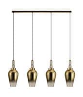 Barcelona Linear 4 Light Pendant E27 With 23cm Pear Glass - Multiple Colour