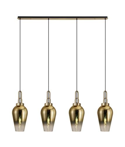 Barcelona Linear 4 Light Pendant E27 With 23cm Pear Glass - Multiple Colour