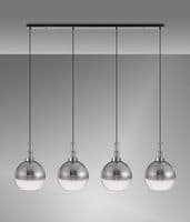 Barcelona Linear 4 Light Pendant E27 With 30cm Globe Glass - Multiple Colour
