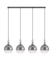 Barcelona Linear 4 Light Pendant E27 With 30cm Globe Glass - Multiple Colour
