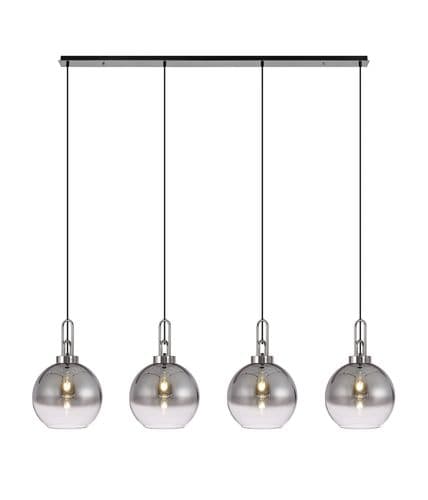 Barcelona Linear 4 Light Pendant E27 With 30cm Globe Glass - Multiple Colour