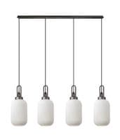 Barcelona Linear 4 Light Pendant With 20cm Tubular Ribbed Glass - Multiple Colour
