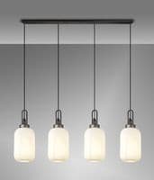 Barcelona Linear 4 Light Pendant With 20cm Tubular Ribbed Glass - Multiple Colour