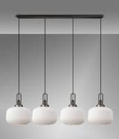 Barcelona Linear Suspension Kit,4 x E27,With 30cm Pumpkin Shaped Ribbed Opal Glass - Multiple Colour