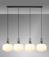 Barcelona Linear Suspension Kit,4 x E27,With 30cm Pumpkin Shaped Ribbed Opal Glass - Multiple Colour