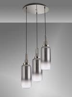 Barcelona Round 3 Light Pendant With 16cm Cylinder Glass - Multiple Colour