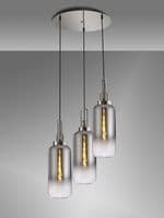 Barcelona Round 3 Light Pendant With 16cm Cylinder Glass - Multiple Colour