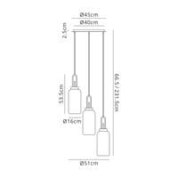 Barcelona Round 3 Light Pendant With 16cm Cylinder Glass - Multiple Colour