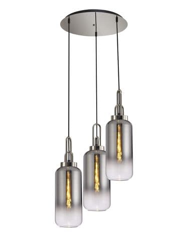 Barcelona Round 3 Light Pendant With 16cm Cylinder Glass - Multiple Colour