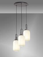 Barcelona Round 3 Light Pendant With 20cm Tubular Ribbed Glass - Multiple Colour