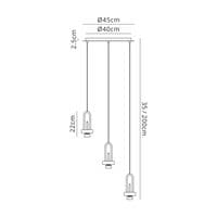 Barcelona Round 3 Light Pendant With 20cm Tubular Ribbed Glass - Multiple Colour