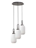 Barcelona Round 3 Light Pendant With 20cm Tubular Ribbed Glass - Multiple Colour