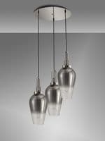 Barcelona Round 3 Light Pendant With 23cm Pear Glass - Multiple Colour