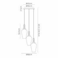 Barcelona Round 3 Light Pendant With 23cm Pear Glass - Multiple Colour