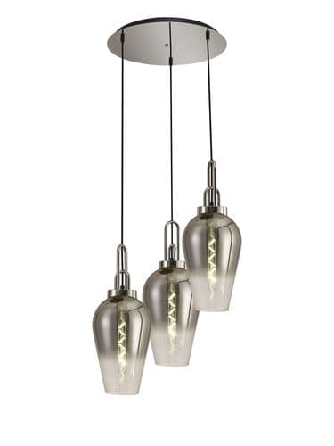 Barcelona Round 3 Light Pendant With 23cm Pear Glass - Multiple Colour