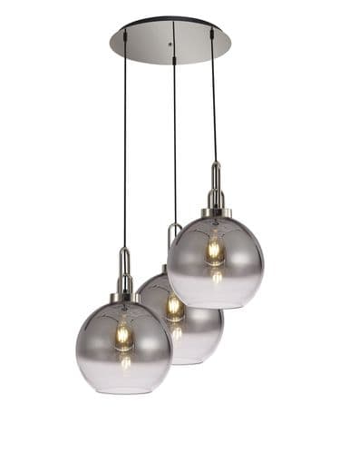 Barcelona Round 3 Light Pendant With 30cm Globe Glass - Multiple Colour