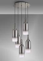 Barcelona Round 5 Light Pendant With 16cm Cylinder Glass - Multiple Colour