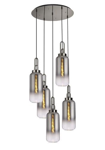 Barcelona Round 5 Light Pendant With 16cm Cylinder Glass - Multiple Colour