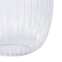 Barcelona Round 5 Light Pendant With 20cm Almond Ribbed Glass, Aged Pewter/Matt Black Clear