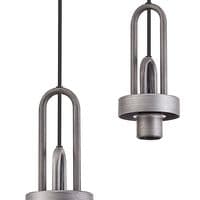 Barcelona Round 5 Light Pendant With 20cm Almond Ribbed Glass, Aged Pewter/Matt Black Clear