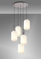 Barcelona Round 5 Light Pendant With 20cm Tubular Ribbed Glass - Multiple Colour