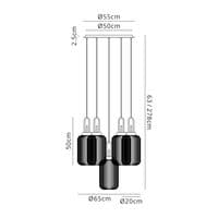 Barcelona Round 5 Light Pendant With 20cm Tubular Ribbed Glass - Multiple Colour