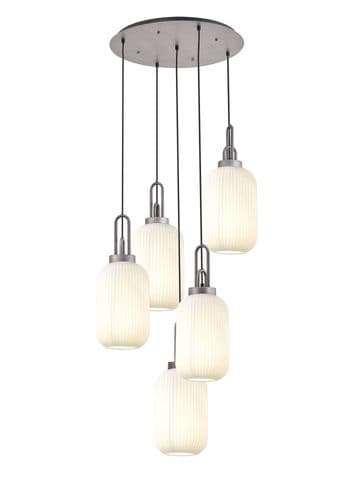 Barcelona Round 5 Light Pendant With 20cm Tubular Ribbed Glass - Multiple Colour