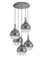 Barcelona Round 5 Light Pendant With 30cm Globe Glass - Multiple Colour