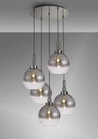 Barcelona Round 5 Light Pendant With 30cm Globe Glass - Multiple Colour