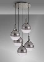 Barcelona Round 5 Light Pendant With 30cm Globe Glass - Multiple Colour