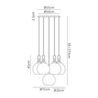 Barcelona Round 5 Light Pendant With 30cm Globe Glass - Multiple Colour