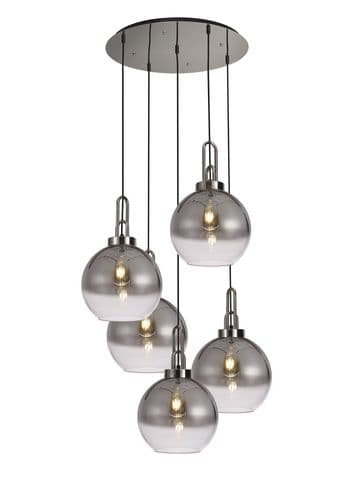 Barcelona Round 5 Light Pendant With 30cm Globe Glass - Multiple Colour