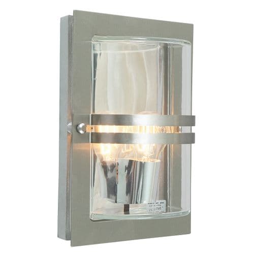 Basel 1 Light Wall Lantern - Stainless Steel With Clear Glass BASEL-E27-S-S-C