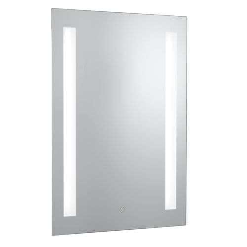 Bathroom Mirror w Shaving Socket  -  Chrome & Frosted, IP44