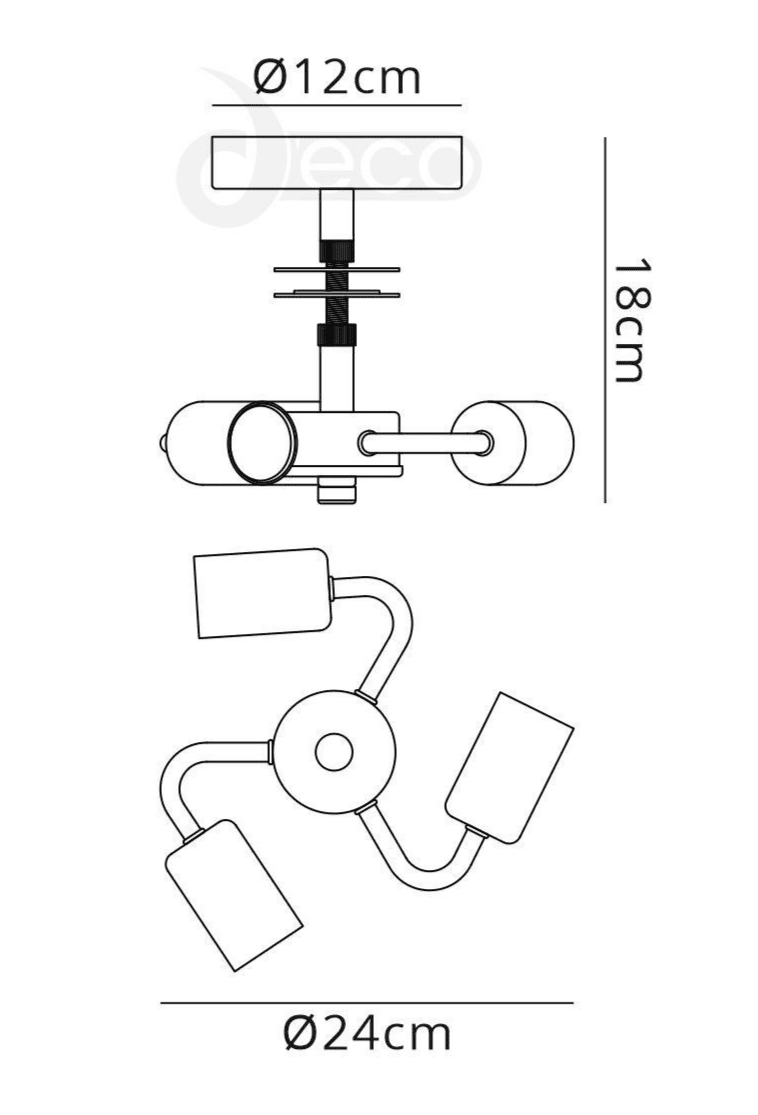 Baymont Polished Chrome 3 Light E27 Universal Drop Flush Ceiling Fixture