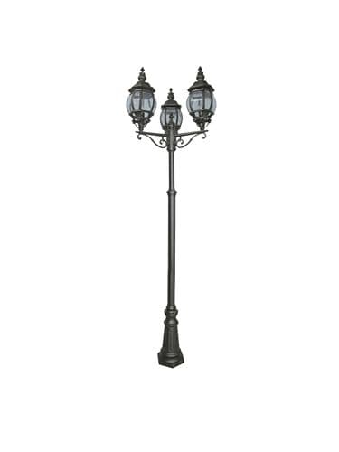 Bel Aire Outdoor Post - Black Metal & Clear Glass
