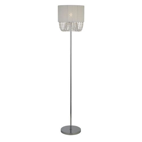 Bellano Floor Lamp - Chrome Metal, White Fabric, Clear Acry