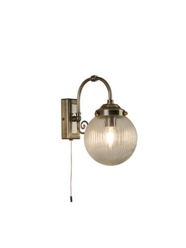 Belvue Wall Light  - Antique Brass Metal & Clear Glass