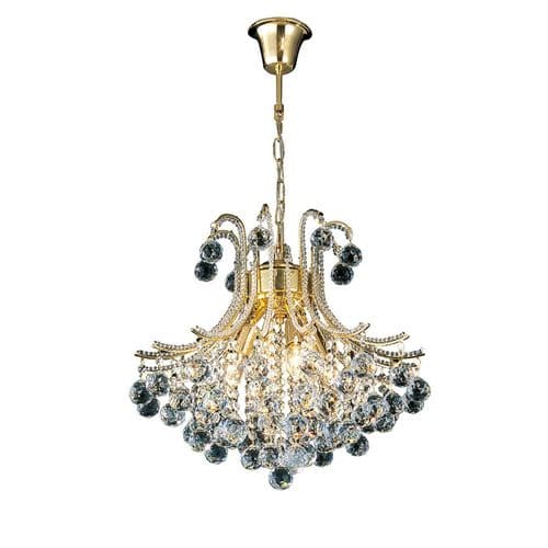 Ben Empire Shape Pendant Round 4 Light E14 French Gold with Crystal