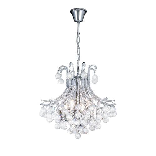 Ben Pendant Round 4 Light E14 Polished Chrome with Crystal