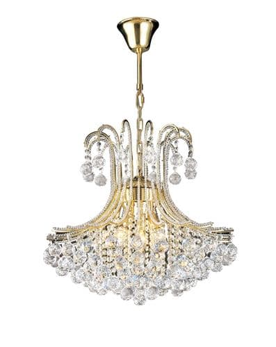 Ben Pendant Round 6 Light E14 French Gold with Crystal 18.5kg