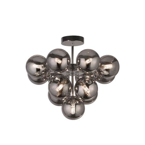 Berry 13Lt Semi-Flush - Chrome Metal & Smoked Glass